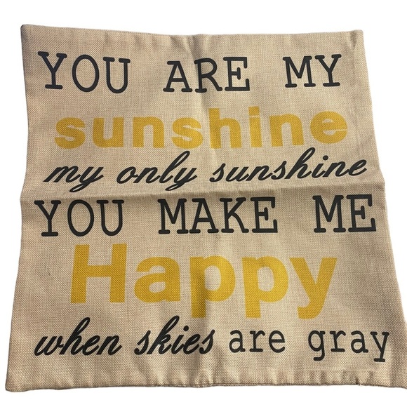 Linen Pillowcase Cover You are My Sunshine 17x17 - Picture 1 of 4